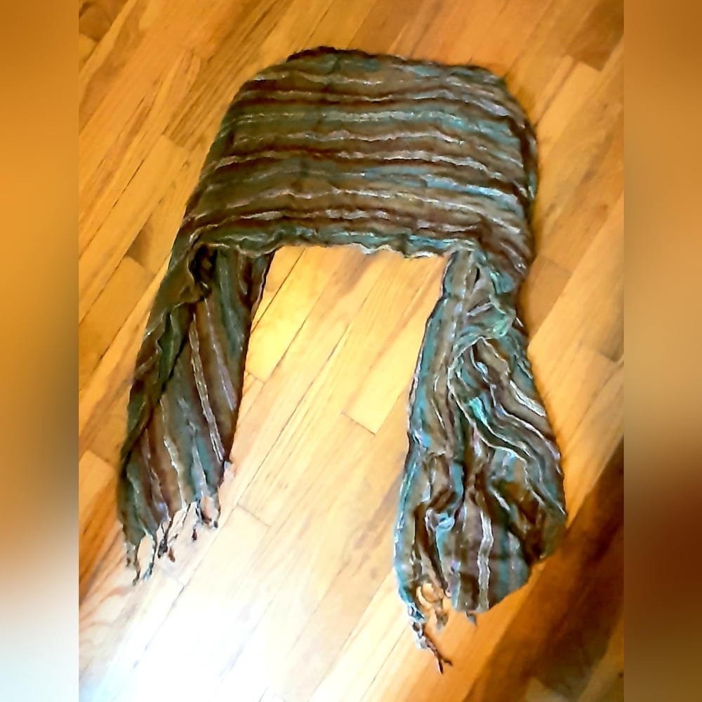 Striped Green and Brown Scarf